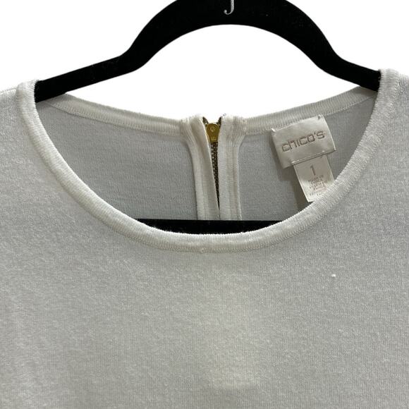 Chico’s  White Sweater With Zipper On The Back Size 1 - Picture 2 of 8